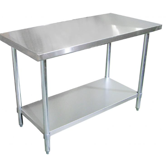 work table - S/S - 24" / 30" - LD - 18ga / 430ss - knock down - adjustable / galv / under shelf - Omcan / 22064 - N