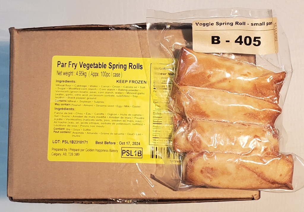 spring roll - 4" - Veggie - par fried - 100/45g/cs - GH